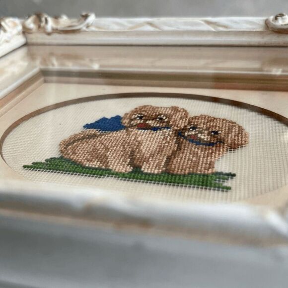 VTG Micro Needlepoint Shih Tzu Puppy Art Signed Marge Higgins Cottagecore Galler - Picture 10 of 10